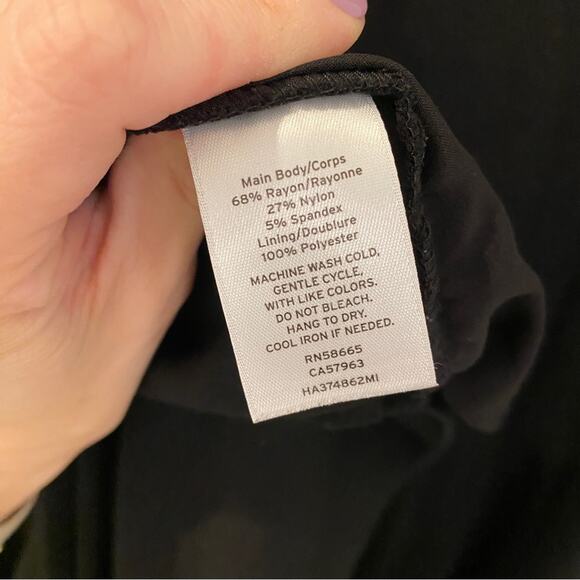 Halogen Women’s Black Bow Tie Detail Knee Length Dress 3/4 Sleeves Size XL - Picture 4 of 8